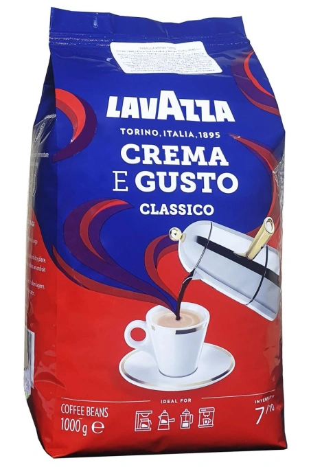 Кава в зернах Lavazza Crema e Gusto Classico 7 Strong Blend Лавацца Крема Густо Класична купаж Арабіки Пакет 1000г