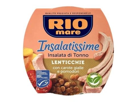 Салат с Тунця Rio Mare e Insalatissime Insalata di Tonno Lenticchie Ріо Маре з чечевицею морковою та помідорами євробаночка 160г