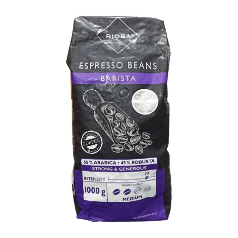 Кава в зернах Rioba Espresso Barista beans Arabica Robusta Strong&Generous Ріоба Еспресо Баріста Купаж Арабіки Міцна 1000г