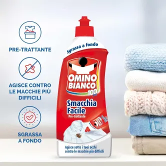 Плямовивідник для Білизни Omino Bianco Smaccia Facile Pre-trattante 100pro Оміно Бьянко Знежирювач попередня Обробка Пляшка 500мл