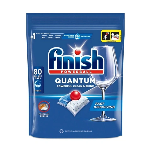 Таблетки для Посудомийних машин Finish Quantum Powerballs Powerful Clean&Shine Fast Dissolving Фініш Квантум Швидкорозчинні 80шт
