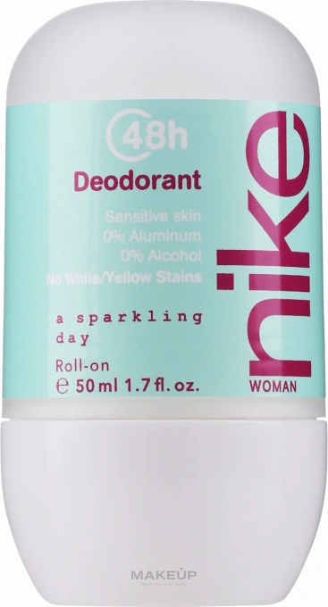 Дезодорант Шариковий Nike Woman A Sparkling Day 48H Deodorant Sensitive Roll‑On Найк Сяючий день без алюмінію Рол-Он Сенсітів 50мл