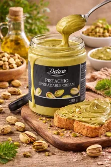 Фісташкова паста Десертний Крем Deluxe Pistachio Spreadable Cream 45% Делюкс розкішна паста для намазування Баночка 190г