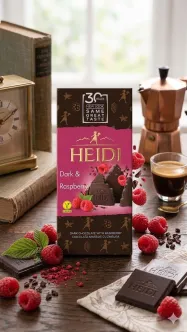Шоколад чорний Heidi Dark&Raspberry Dark Chocolate 48% Хайді плитка солодка Малина в темному шоколаді Плитка 80г