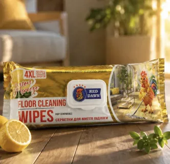 Серветки для прибирання Підлоги Моп систем Red Dawn Floor Cleaning MOP Wipes 4XL INDP comparable Ред Давн Лимон 50шт