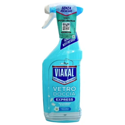 Засіб для миття Скла та душових Кабін Viakal Vetro Doccia Fiore Bianco Віакал проти Мильних відкладень Весняні квіти Спрей 470мл