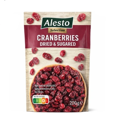 Журавлина вялена Підсолоджена Alesto Selection Cranberries Dried&Sugared Алесто цукати селекційні Пакет 200г