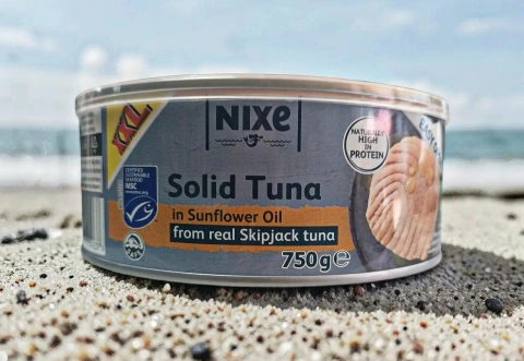 Тунець смугастий Cкіпджек цільний в олії Nixe Solid Tuna Sunflower Oil real Skipjack Ніксе філе євробаночка 750г
