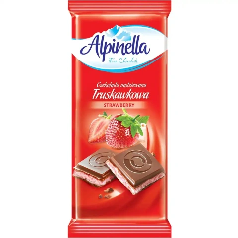 Молочний шоколад Alpinella із полуничним смаком 90г