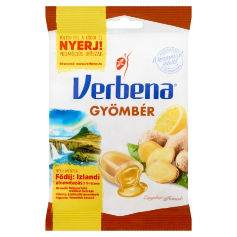 Льодяники від болю в горлі та кашлю Verbena з імбирем та лимоном 60г