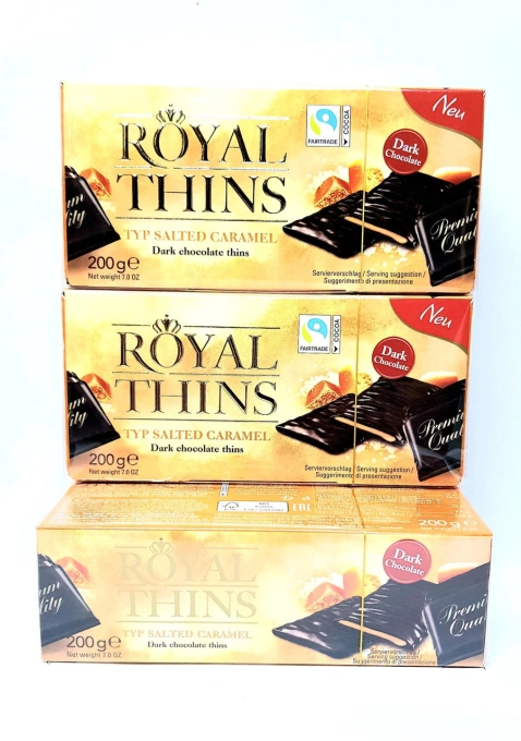 Шоколад чорний Royal thins typ salted caramel 200г