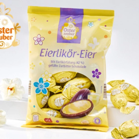 Шоколадние  Friedel яйця з начинкой friedel milchcreme eier 150g( вишня -ликер/ бренді / нуга)