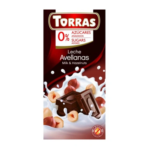 Шоколад молочний Torras torras з фундуком (без сахара, без глютена) 75г