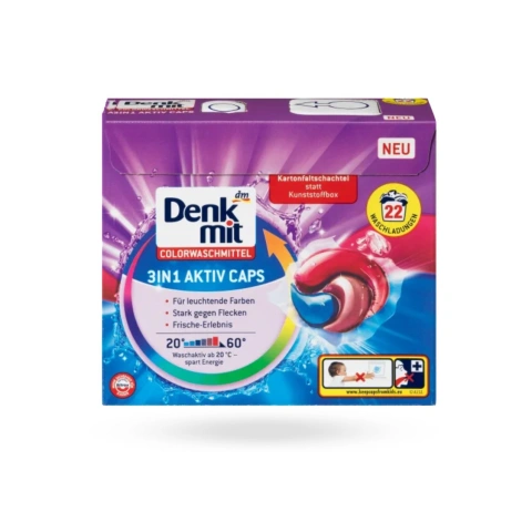 Капсули для прання Denkmit colorwaschmittel duo aktiv caps 22шт