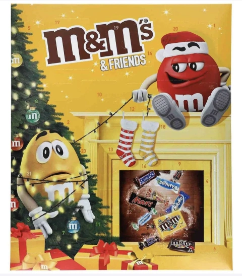Подарунковий різдвяний M&M адвент-календар набір солодощів m&m's friends advent 361 грам