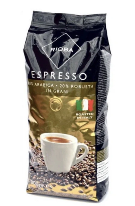 Кава в зернах Rioba Espresso Gold In Grani Ріоба Еспресо Інграні Золота Купаж Арабіки Делікатна 1000г