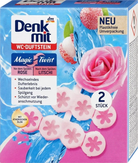 Підвіска для унітазу з подвійним ароматом троянда лічі Denkmit magic twist 96г