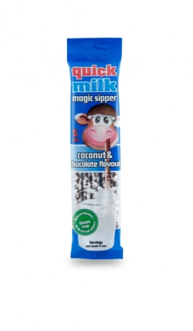 Трубочки для молока Felfoldi Quick Milk з смаком кокоса та шоколада 30г