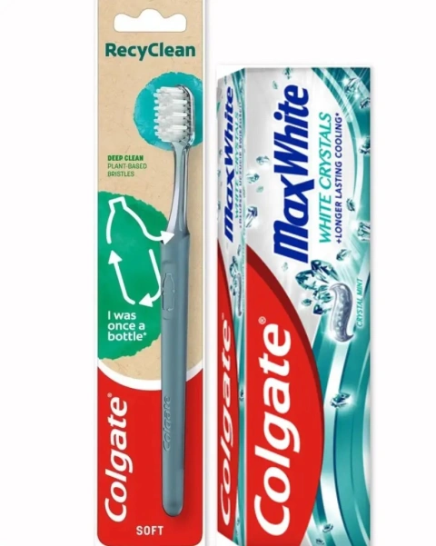 Набір зубна паста плюс щітка Colgate MaxWhite White Crystals Відбілююча 75мл