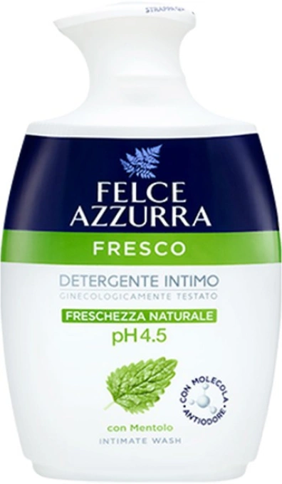 Мило для інтимної гігієни з дозатором Felce Azzurra Fresco freschezza naturale Mint натуральна свіжість рідке з ментолом 250мл