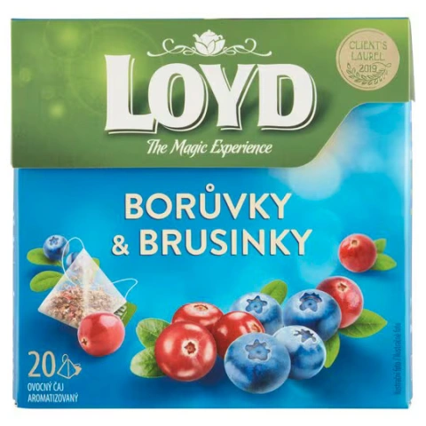 Чай в пірамідках фруктовий Loyd the Magic Experience Boruvky&Brusinky Лохина та Журавлина 20шт 40г