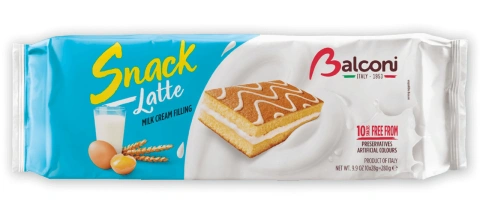 Тістечка бісквітні Balconi Snack Latte з вершковим кремом Латте 10шт 280г