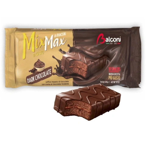 Тістечка шоколадні бісквітні Balconi MixMilk Dark Chocolate з шоколадним кремом 10шт 320г