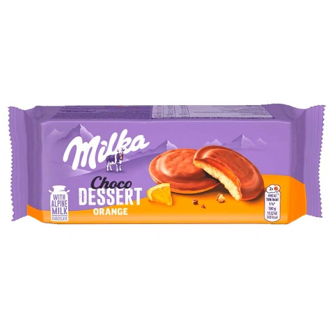 Печиво шоколадне Milka Choco Dessert Orange з апельсиновим кремом 10шт 147г
