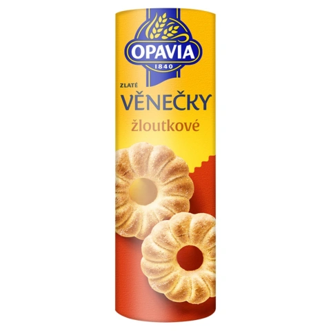 Печиво золотисте Opavia Zlate Venecky zloutkove Золоті жовткові віночки посипане цукром 150г