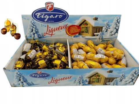 Набір Шоколадні шишки Новорічні з підвіскою Figaro Liqueur Egg&Choco Яєчний та Шоколадний смаки з лікером 90шт 2475г
