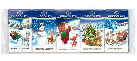 Набір молочних мінішоколадок Новорічний Різдвяний Only mini Chocolates Святковий 5шт 75г