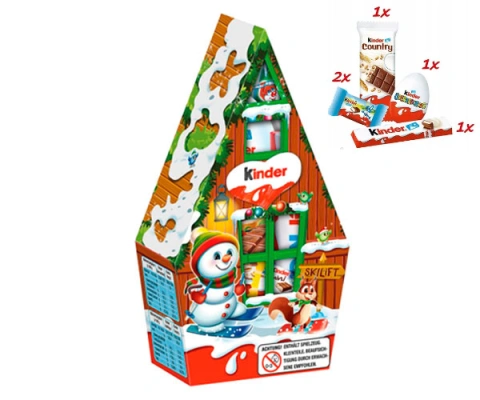 Набір Подарунок новорічний Будиночок Kinder Mini Mix House Кіндер міні мікс Сніговик 76г