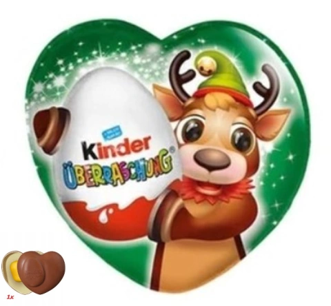 Подарунок Різдвяний Сердечко з іграшкою Kinder Surprise Christmas Heart Олень 53г
