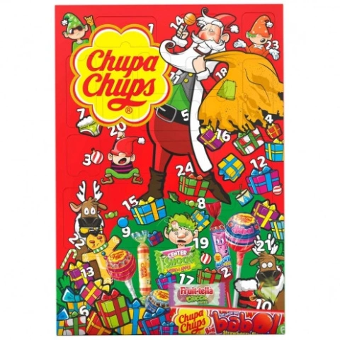 Набір Подарунок Новорічний Адвент календар Chupa Chups Merry Christmas Advent Calendar з смоктальними цукерками та жуйками 210г