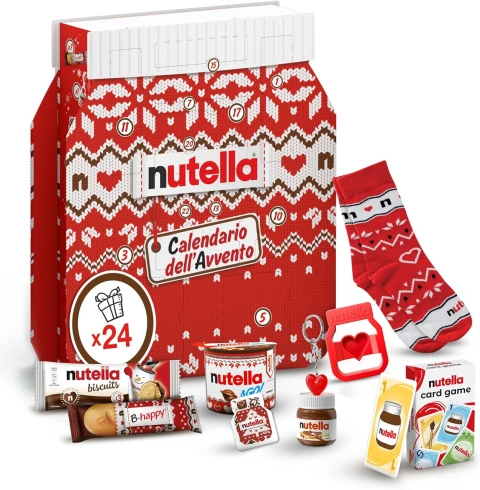 Набір Подарунок Новорічний Адвент календар Nutella Advent Calendar Christmas Present Шоколадні ласощі та мініпредмети Дитячий 528г