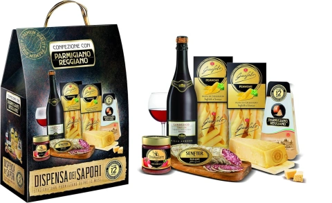 Набір Подарунок Новорічний IL Rovere Parmigiano Reggiano Dispensa dei Sapori Продукти для італійської Вечері 5шт Бокс 2470г