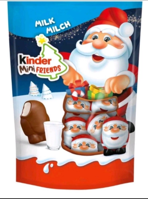 Подарунок Новорічний Цукерки з молочного шоколаду Kinder Chocolate Mini Friends Санта 18шт 122г