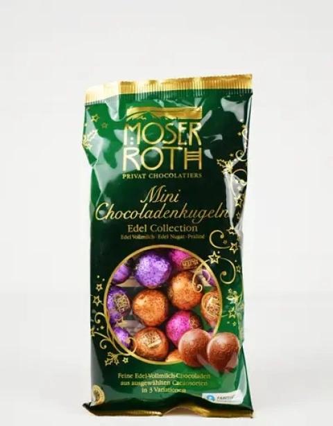 Шоколадні міні кульки Moser Roth Mini Chocoladenkugeln Edel Collection Praline молочний шоколад Асорті 150г