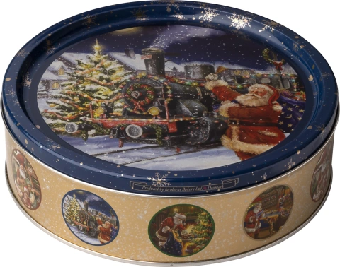 Печиво вершкове Новорічне Cвяткове Jacobsens Bakery Delicious Danish Cookies Santa Train поїзд Санти Бокс 340г