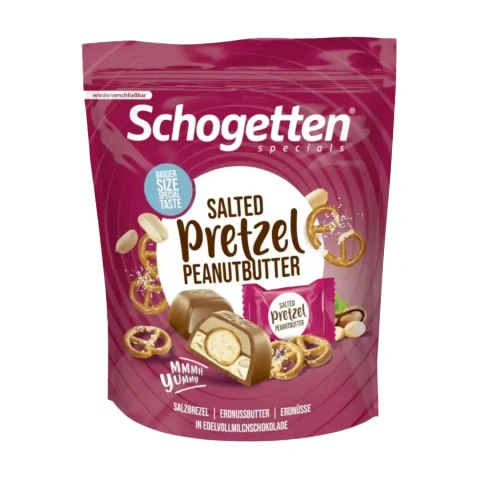 Шоколадні цукерки з солоним арахісовим кремом Schogetten Specials Salted Pretzel Peanutbutter солоні кренделі 15шт 116г