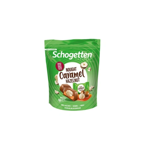 Шоколадні цукерки з цільним лісовим горіхом та кремом нуга Schogetten Specials Nougat Caramel Hazelnut карамель 15шт 116г