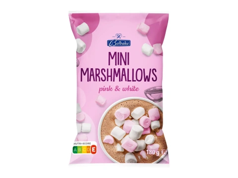 Зефір міні до кави Belbake Marshmallows mini Pink&White маршмелоу білий та рожевий 180г