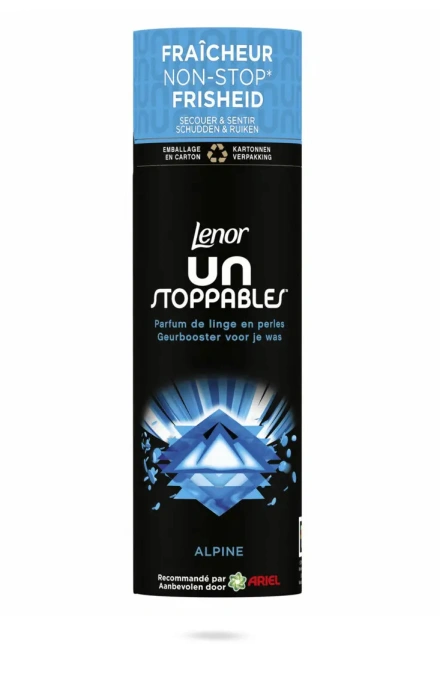 Ароматизатор для прання білизни в гранулах Lenor Unstoppables Alpine Альпійська свіжість Туба 235г