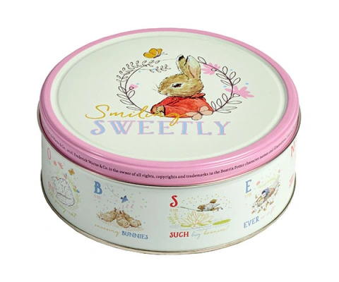 Печиво Cвяткове Jacobsens Bakery Peter Rabbit Mini Tins Smiling Sweetly Кролик Петер з шоколадною крихтою Бокс 150г