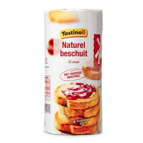 Сухарики тостові пшеничні Tastino Naturel Beschuit Білі Грінки хрумкі 13шт 125г