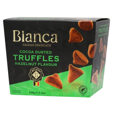 Цукерки трюфель Бельгійській шоколад Bianca Belgian chocolate Truffles Hazelnut Flavour чорний Лісовий Горіх 12шт 150г