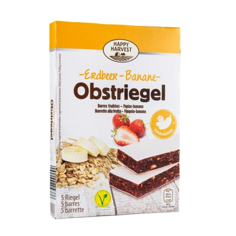 Батончики Пластівці з злаками Happy Harvest Obstriegel Fraise banana Пастіла полуниця та банан 5шт 150г