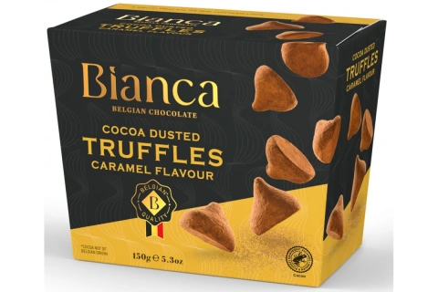 Цукерки трюфель Бельгійській шоколад Bianca Belgian chocolate Truffles Caramel Flavour чорний Карамель 12шт 150г