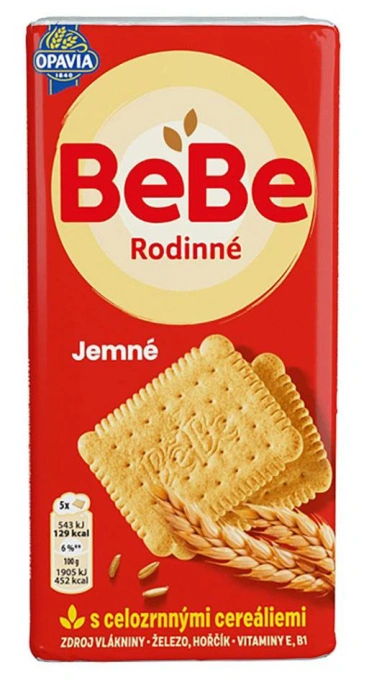 Печиво зернове Opavia Bebe Rodinne Jemne s celozrnymi ceraliemi Family Cereal Biscuits тонке вершкове Родинне 20шт 130г