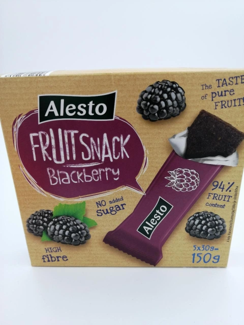 Батончики фруктові Без цукру Alesto Fruit Snack No sugar Blackberry снеки Ожина 5шт 150г